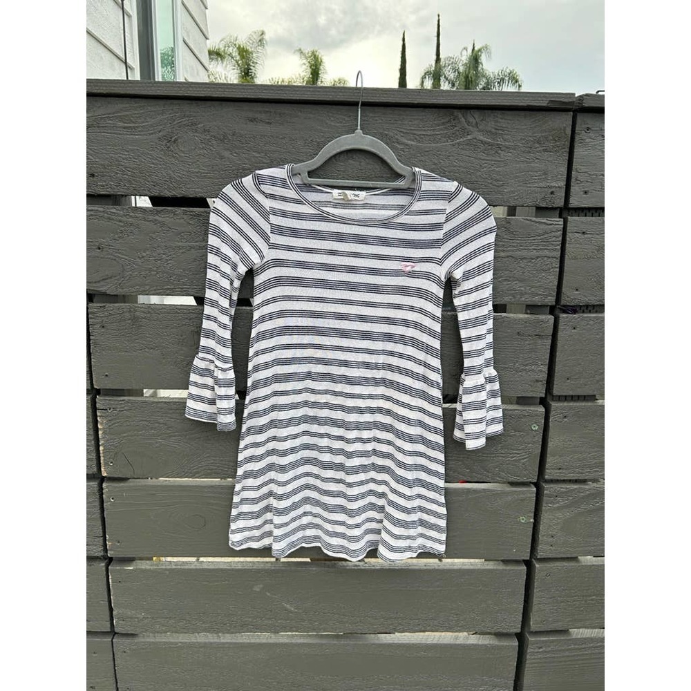 Billabong Girl's Striped Knit Shirt Mini Dress with Flared‎ Sleeves sz S